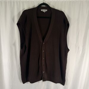 Tulio Silk Blend Vest Men's XXL Brown Knit Sleeveless Button Up V-Neck